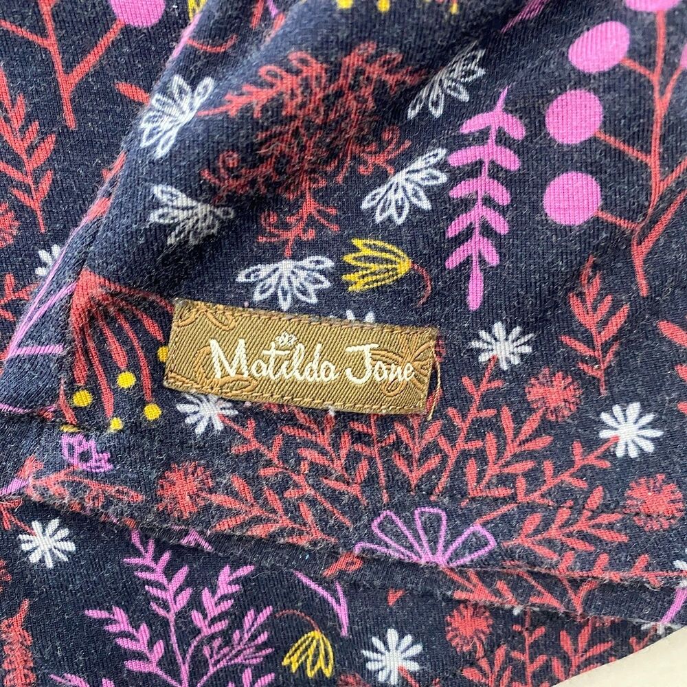 Matilda Jane Floral Dress Long Sleeve Knee Length Womens Large Purple Stretch - Picture 6 of 12
